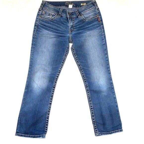 Silver Jeans Suki Capri Mid Rise Stretch Denim Blue Women’s Size W29 - Picture 2 of 10